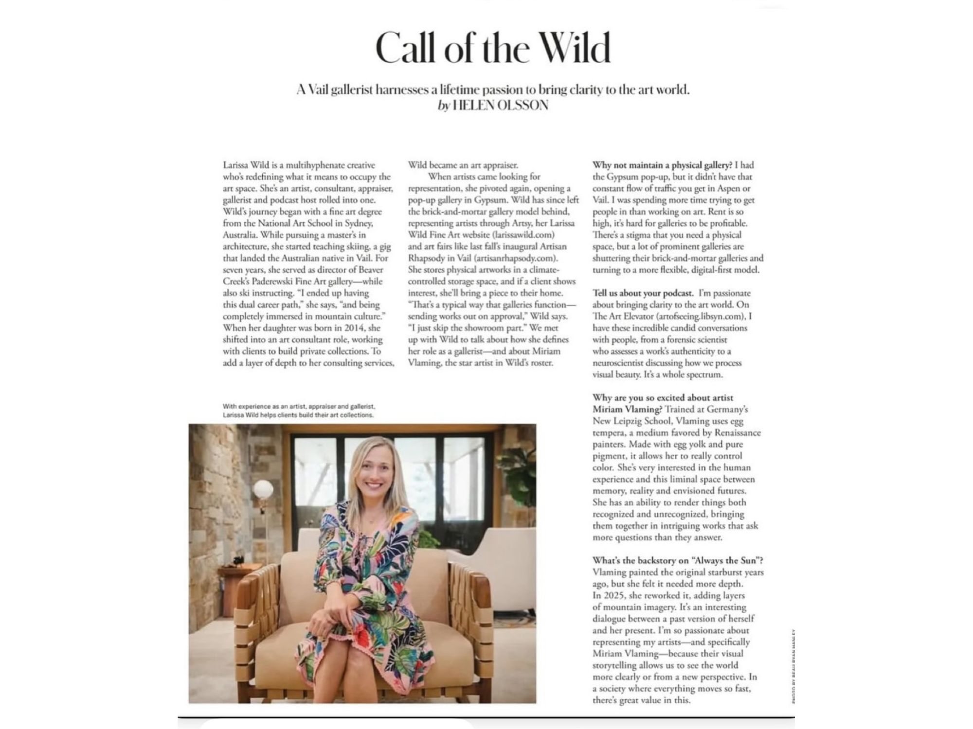 Feature in Modern Luxury Magazine (USA), 2025