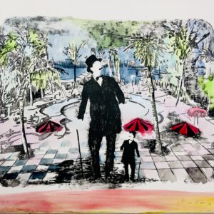 PAN TAU Lithografie - Artist Proof - handcoloured - Unikat